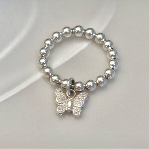 Beaded Dangle Butterfly Ring